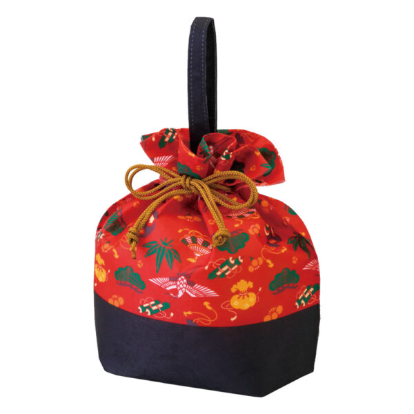 LA445手提げ巾着 宝尽くしFPの画像。福徳を呼ぶ縁起のよい吉祥文様入り巾着袋。
