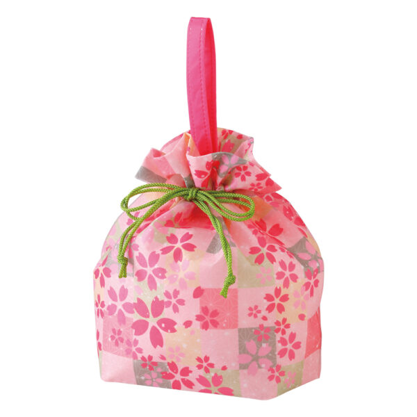 春のお菓子ラッピング売上ランキング4位：LA480　手提げ巾着　カラフル市松ばら桜柄ＦＰ