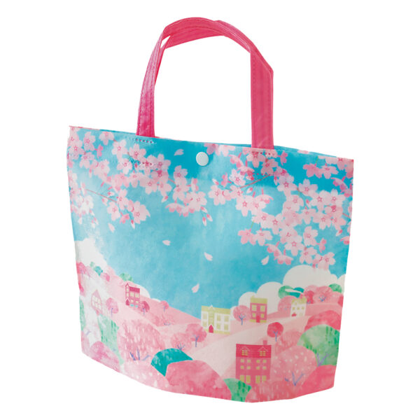 春のお菓子ラッピング売上ランキング3位：LA504　シンプルトート　ミニ　桜に染まる街柄ＦＰ